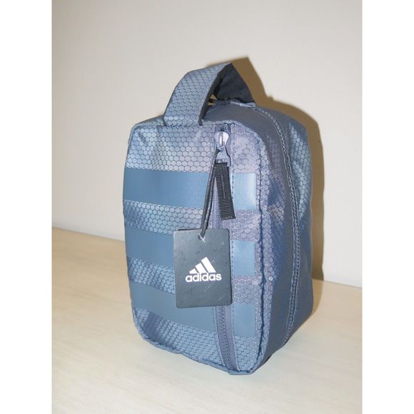 adidas LP6255 Men's Onix Gray Striped Zippered Toiletry Kit - Picture 7 of 10